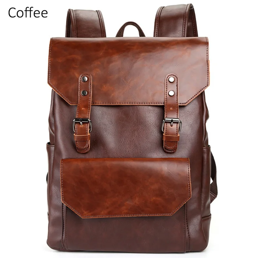 Vintage Männer Pu Leder Rucksäcke Reise paket Laptop Rucksack Schult aschen große Kapazität Rucksäcke Freizeit Handtaschen