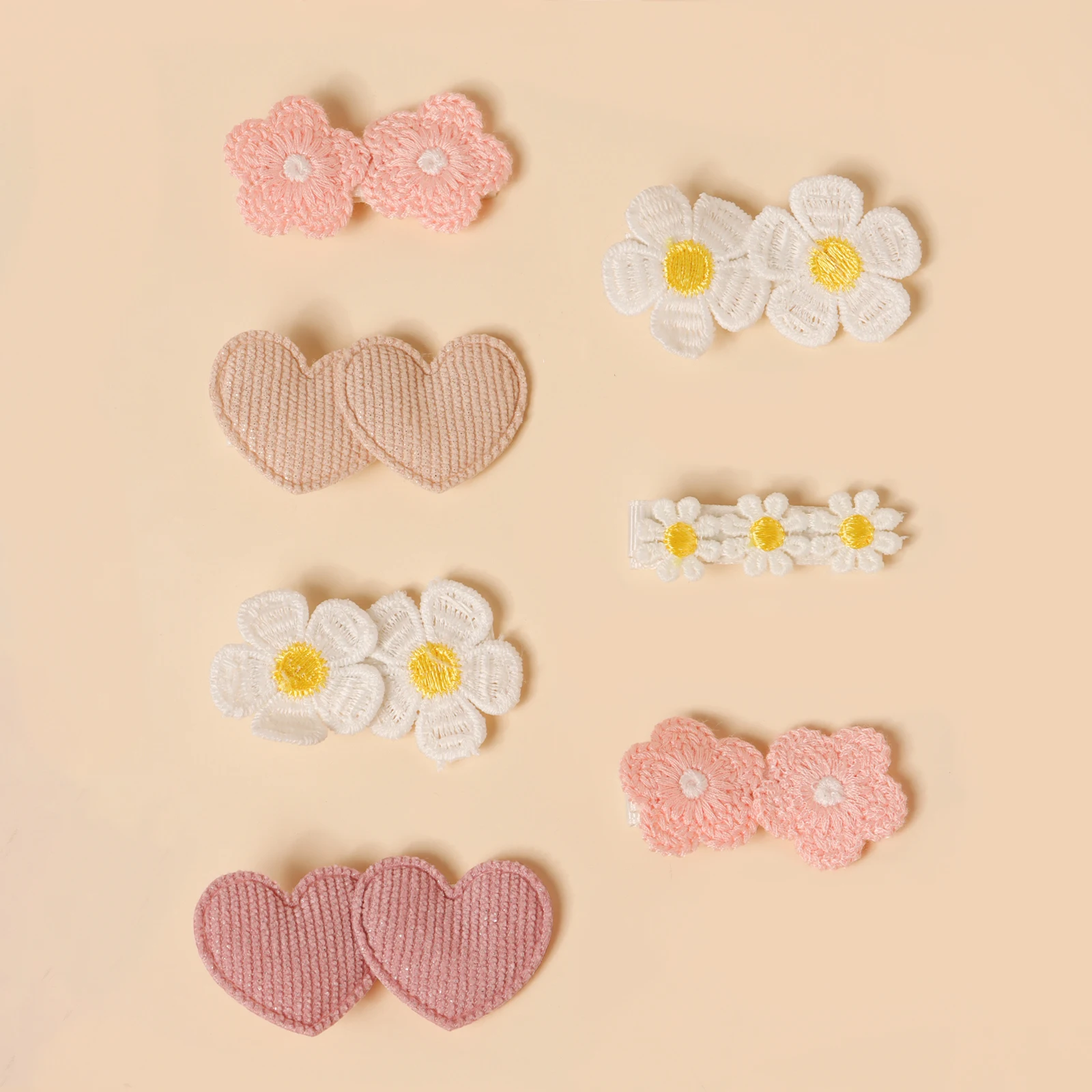 6/7pcs New Hot Selling Love Small Flower Combination Hairpin Cute Little Baby With Bangs Small Barrettes Girl's Sweet Hair Clip