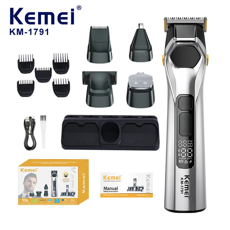 

Kemei 1791 Машинки для стрижки волос Бритва Триммер для волос в носу Машинки для стрижки волос 5в1 Триммер для бороды Мужская профессиональная машина для стрижки волос