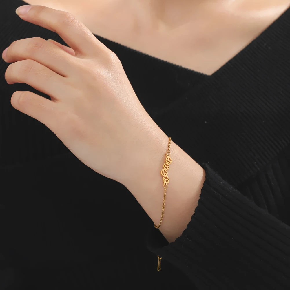 Animal Footprint Pendant Bracelet Fashion Women\'s Charm Bracelet Stainless Steel Bracelet for Girl Jewelry Gift
