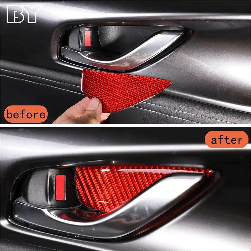 Car Interior Door Bowl Decorative Cover Sticker For Mazda MX-5 2016-2023 Soft Carbon Fiber Interior Accessories 2 Pcs