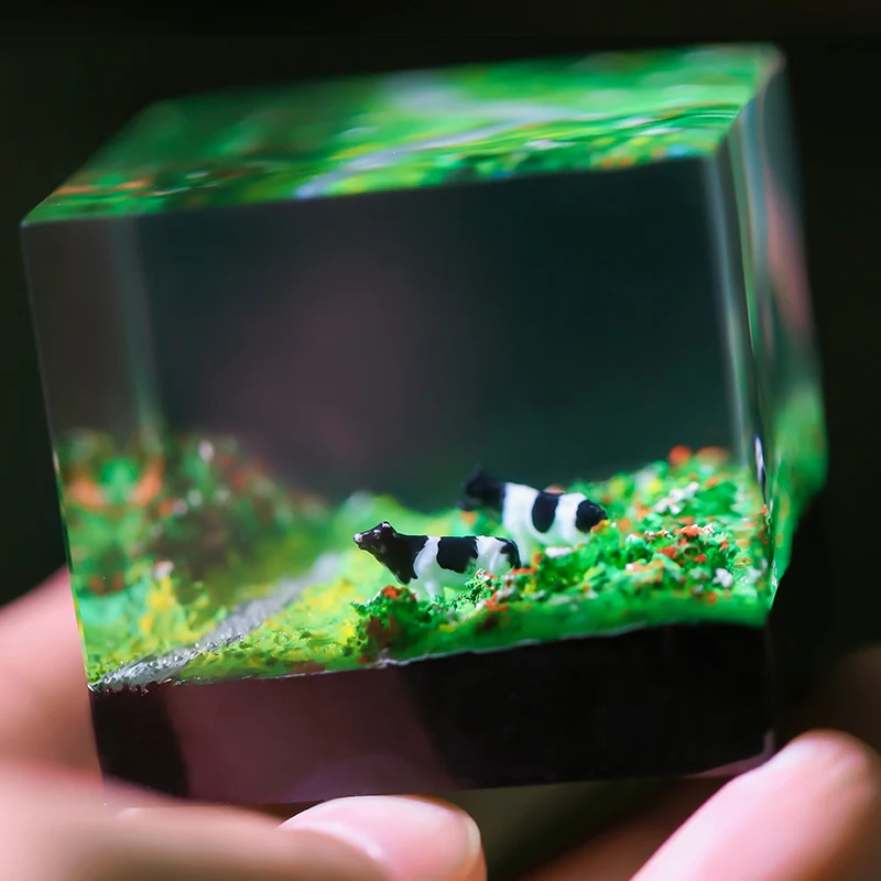 Three-dimensional landscape oil painting ornament resin advanced sense niche emotional stability healing knickknack ins