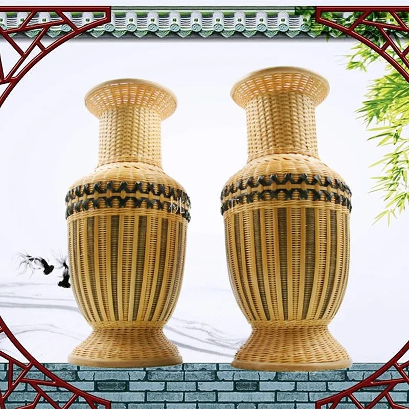 Antique bamboo vase high-end crafts office desktop dry vase
