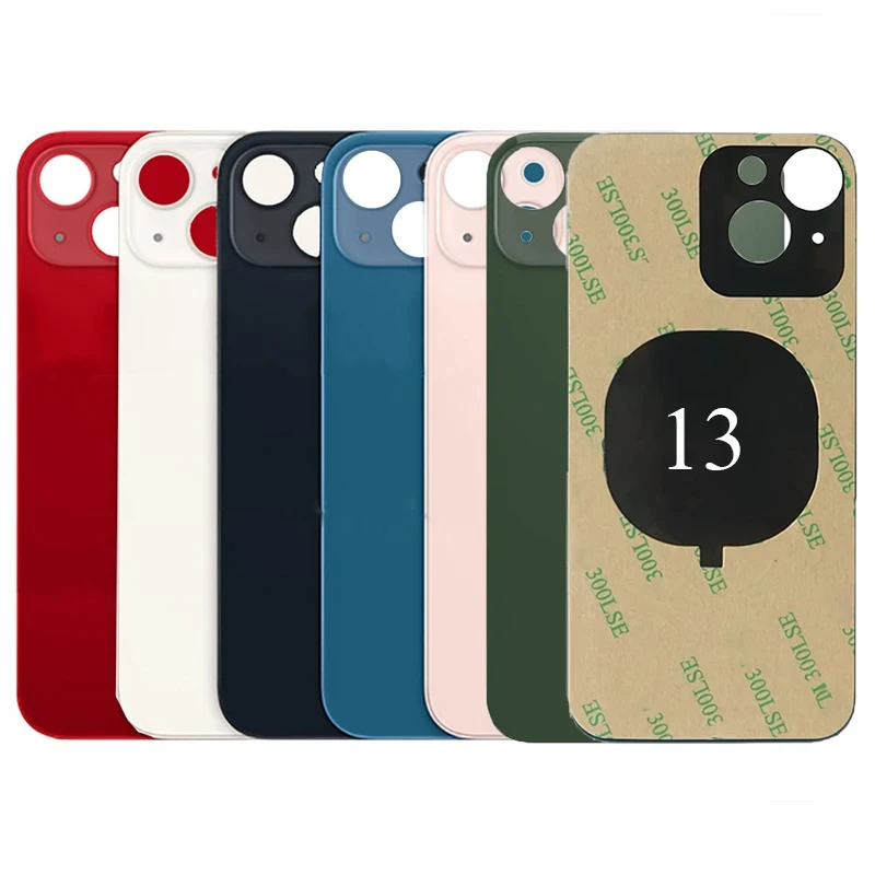 

Запасные части для задней стекла с большим отверстием для iPhone 13, 6,1 дюйма, заднее стекло с клеевым клеем для модели A2482, A2631, A2634, A2635, A2633