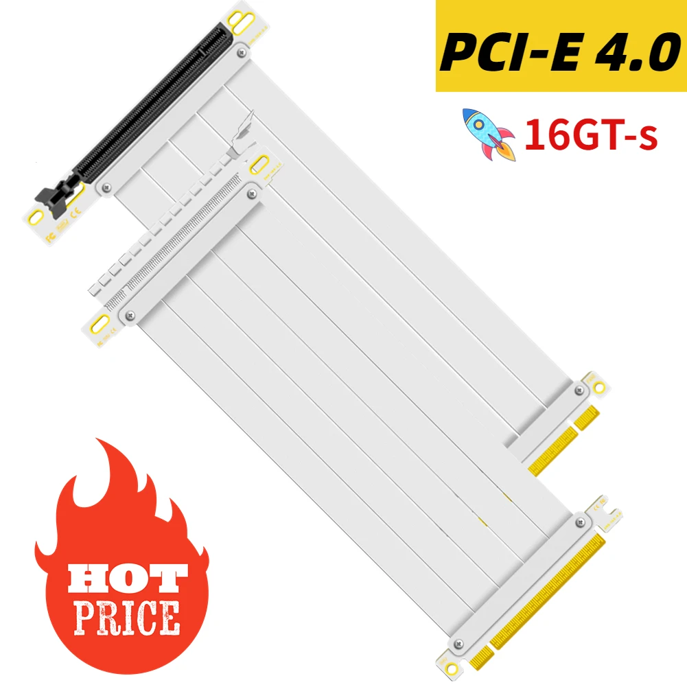Cabo Flexível de Alta Velocidade Branco da Extensão do Extensor Pci-e X16 do Riser do Cabo da Placa Gráfica Pci Express 4.0 16x Série de Rtx Gtx rx Gpu