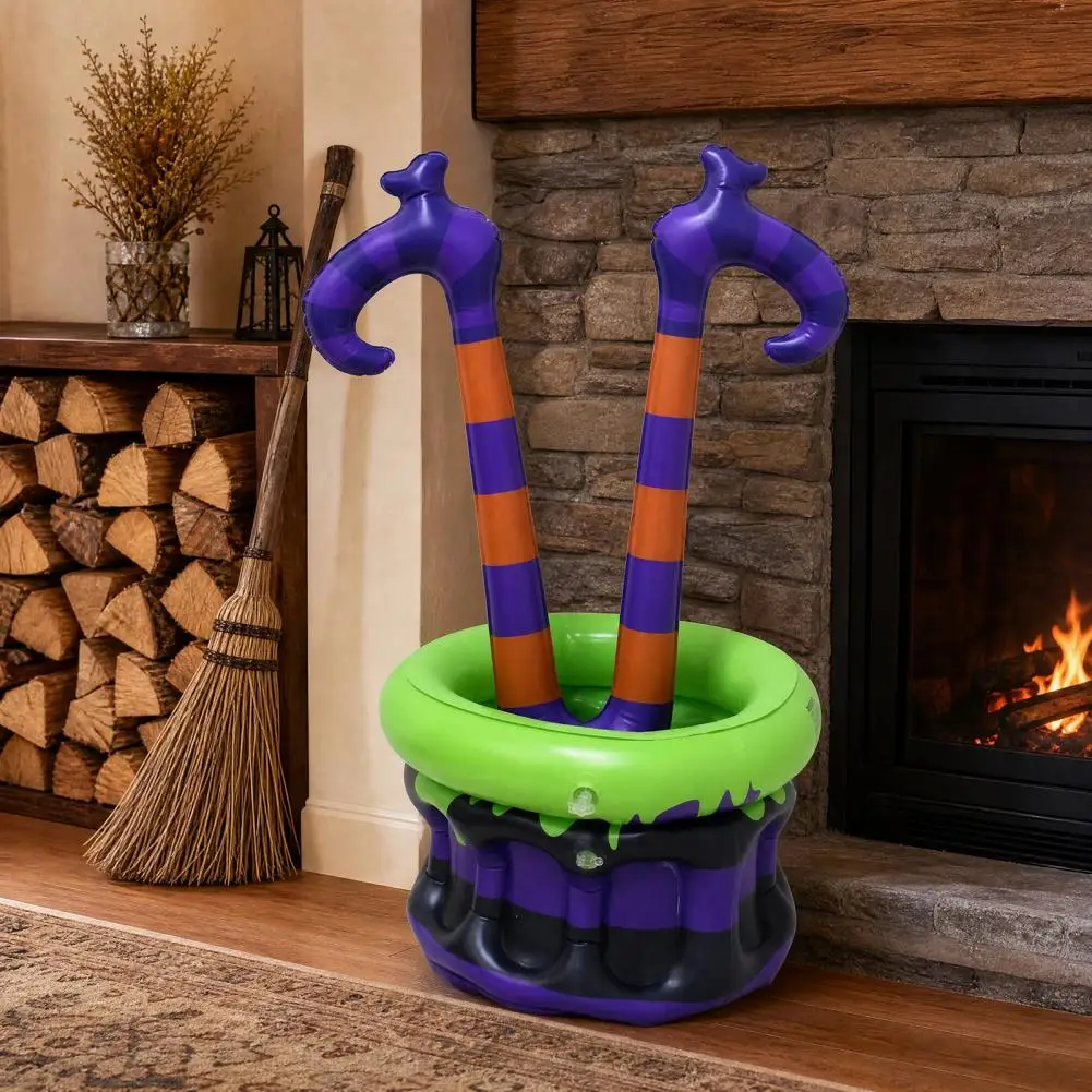 Halloween Inflatable Ice Bucket Witch Legs Beverage Tub Purple Orange Cooler for Party Decor Outdoor Gathering Ice Bucket