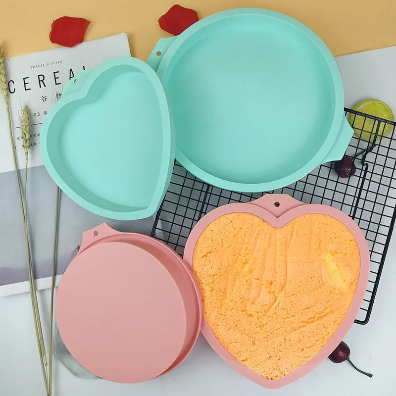Heart-shaped Rainbow Cake Pan Silicone Mold Round Chiffon Layer Cake Mold Baking Baking Pan Mold Baking Accessories