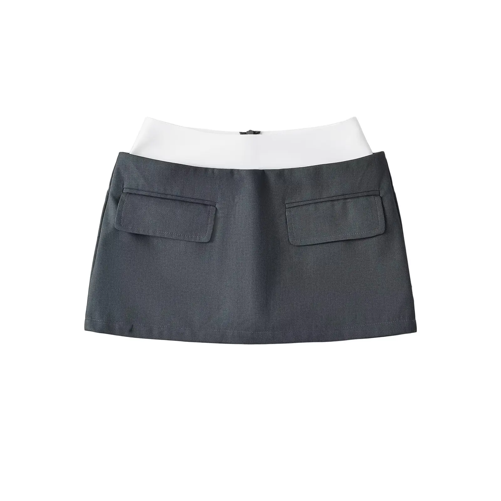 Taille basse ter Ne Dr Street Sle épissage couleur Blo Double taille ket Design Anti-lumière enveloppement corps ort jupe