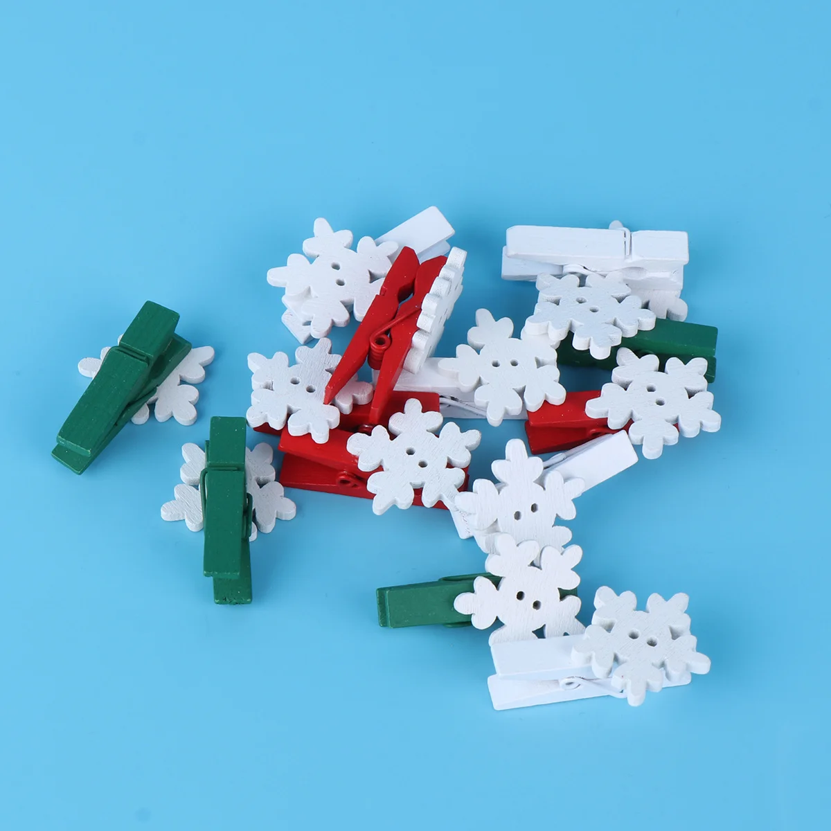 

30Pcs Wooden Photo Clips Christmas Snowflake Colorful Design Memo Holders Note Pins for Photo Cards Decoration