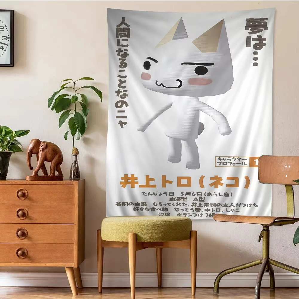 Inoue Toro-tapiz colgante de gato de Anime, alfombras de pared Hippie de Tarot, hojas colgantes de pared para dormitorio, tapiz de mano de obra exquisita