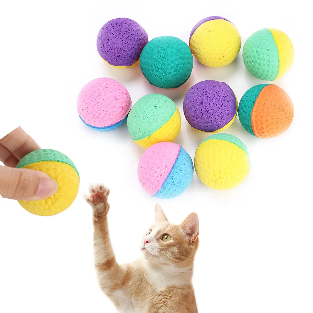 10Pcs Colorful Dog Cat Kitten Play Toy Latex Interactive Balls Soft Elastic Cat Toys for Pet Training Supplies