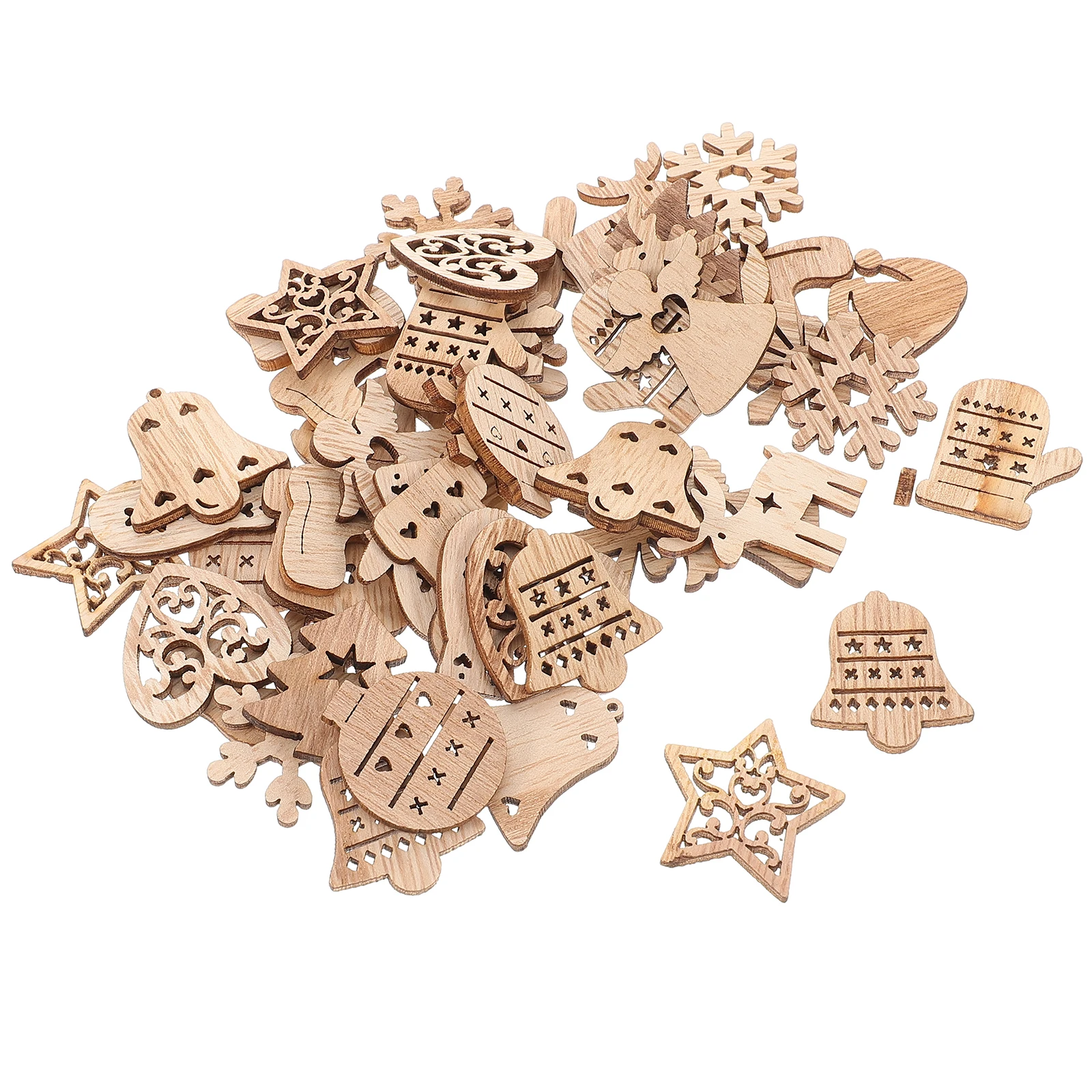 

54 Pcs Christmas Tree Decorations Wooden naments DIY Crafts Xmas Cutouts Wood Slices Kids Toys Safe Durable Graffiti Chips Home