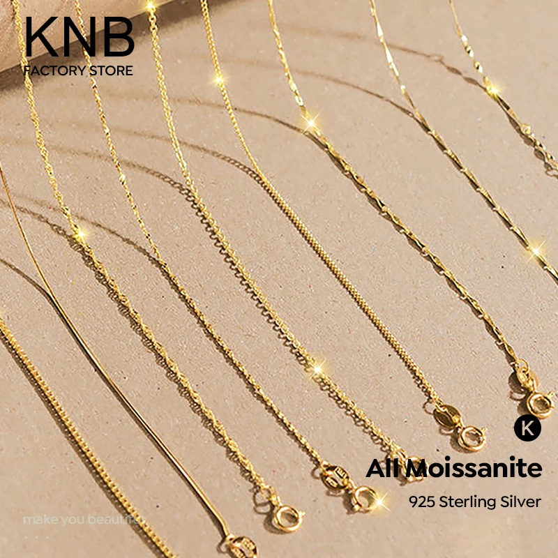 KNB 40cm 45cm Minimalist Female Necklace for Women on Neck Real 925 Sterling Silver Chain Necklaces Girls Fashion Luxury Jewelry