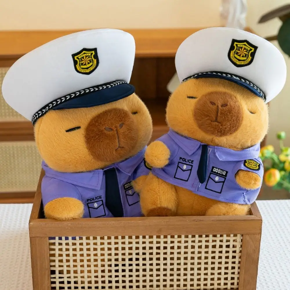 Capybara Police Capybara Doll Simulation Cloth Doll Simulation Capybara Ornaments Cute Doll Soft Animals Plush Toy Christmas Toy