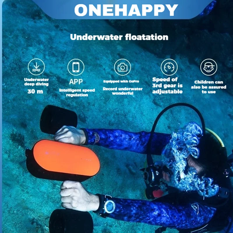 Patinete eléctrico subacuático para deportes acuáticos, hélice subacuática de buceo, refuerzo subacuático de 2 niveles de velocidad para equipo de natación