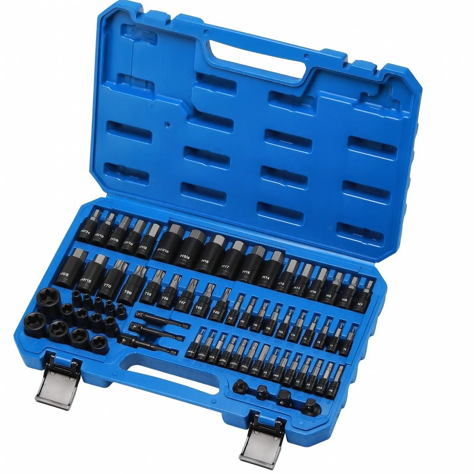 Socket Set with Screw Driver Bits and Hex Star Sockets in Molded Case for Office Assembly and Everyday Repair Tasks