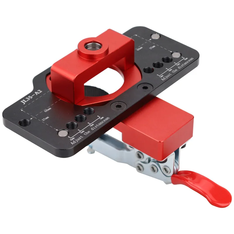 35mm Concealed Hinge Jig With Quick Clamp Hole Punch Locator Aluminum 35mm Cabinet Hinge Jig For Woodworking Margins 3/4/5/6mm