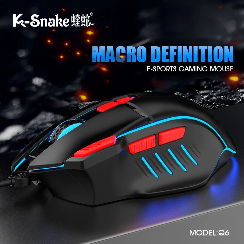 Q6 Wired USB Gaming Mouse Desktop PC/Notebook Home Office Glow 8 Button Mouse 7200DPI Macro Programming