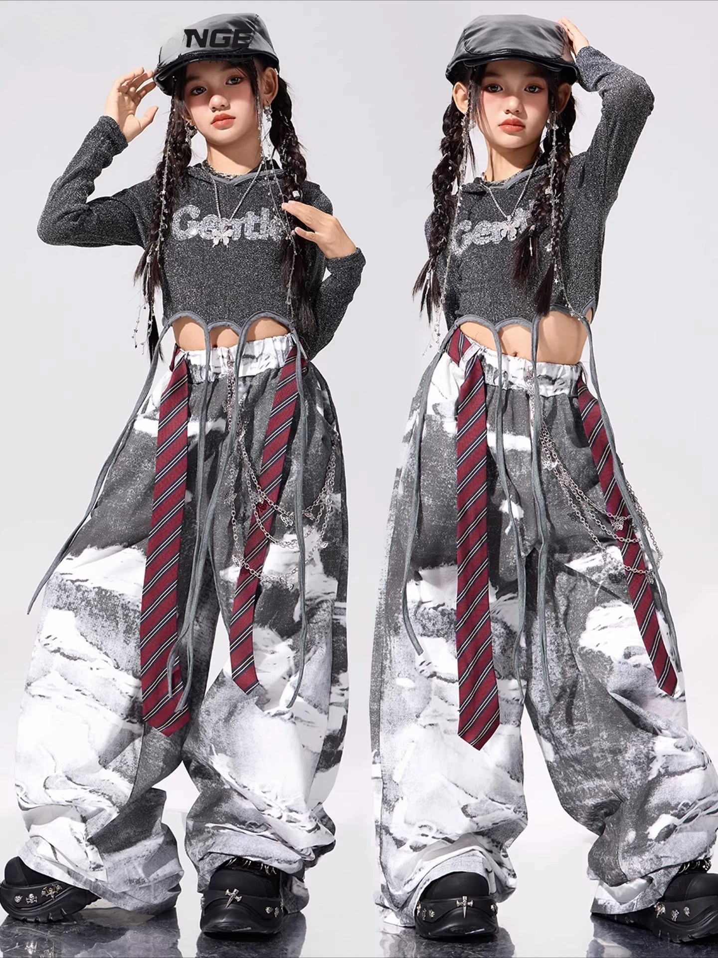 

Костюм для джазовых танцев для девочек, модный уличный хип-хоп костюм для выступлений, танцевальный костюм для девочек в стиле стрит-дэнс