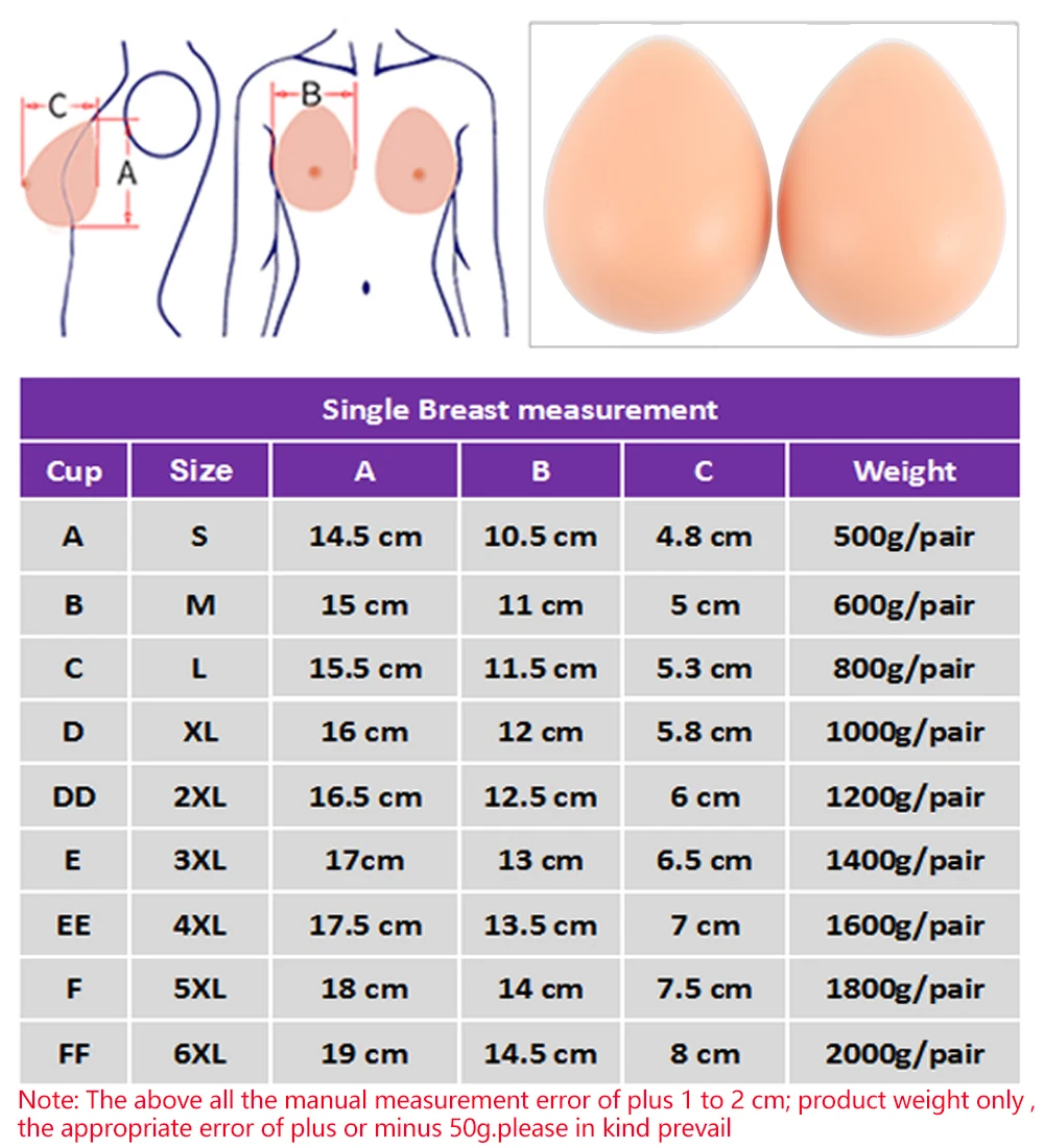 IVITA 1 Pair Beige Silicone Realistic Prosthetic Fake Breasts Form Artificial Silicone Fake Boobs for Mastectomy Crossdresser