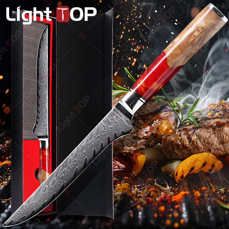 Professional Chef's Knife Japanese Kitchen Knives Damascus Boning Knife Multi-purpose Steak Cutting Knife Fish Filleting Cutter