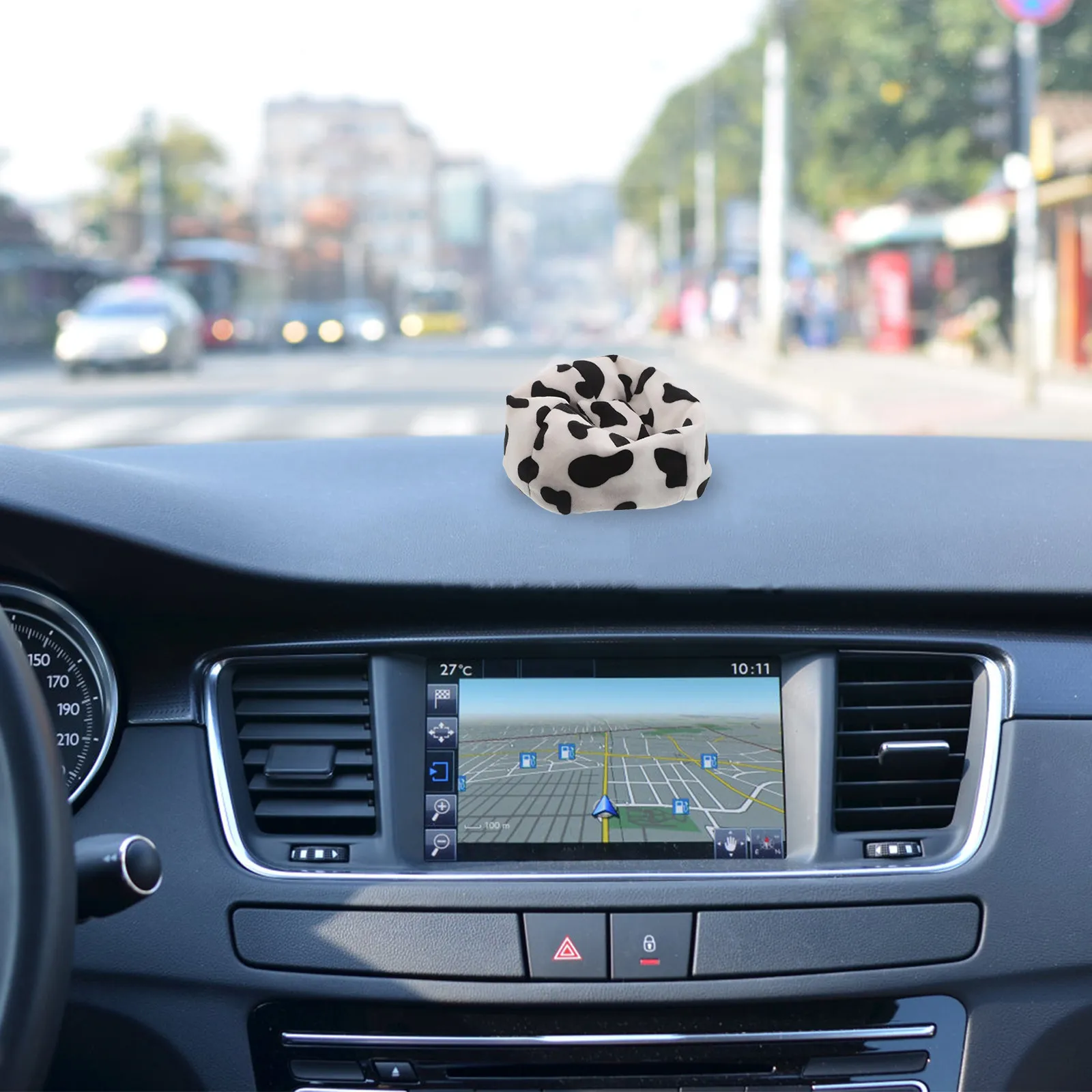 

Mini Car Dashboard Sofa Seat Cow Pattern Soft Fabric Mini Dollhouse Furniture Couch Bean Bag Chair for Car Mascot Seat Display