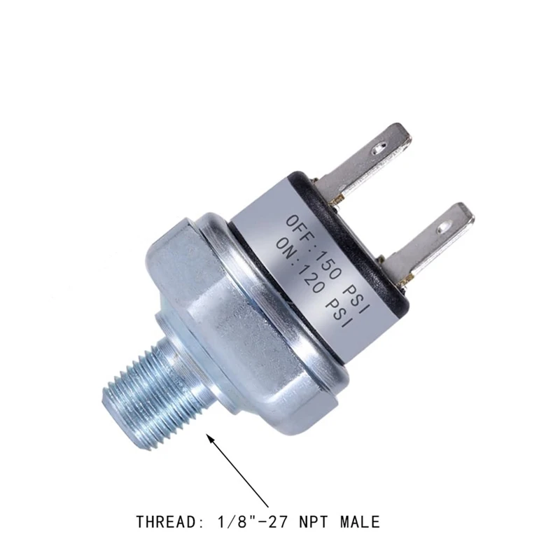 Air Pressure Switch 120-150 PSI Pressure Switch 1/8In-27 NPT DC24V 12V Pressure Switch Air Compressor Pressure Switch