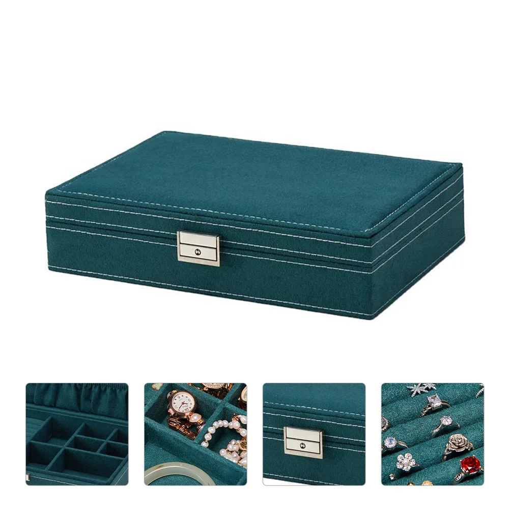 

Деревянная бархатная коробка для хранения ювелирных изделий, большая емкость, ожерелье, браслет, серьги, ганайзер, портативная витрина для путешествий