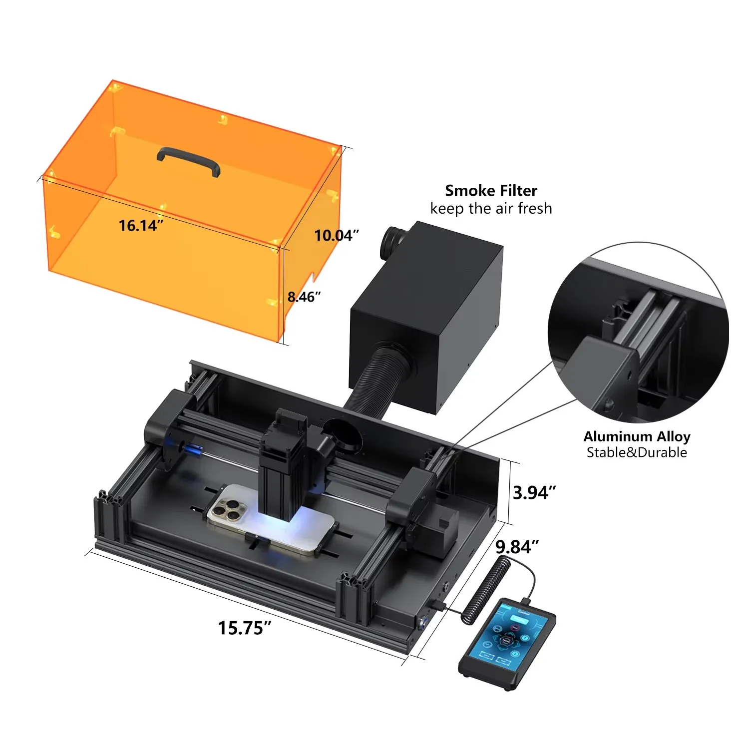 Back Glass Laser for iPhone 8-17 Series, Glue Removal V12 Ultra Laser Engraving Seperator, w/Air Purifier&Cell Phone Repair Tool