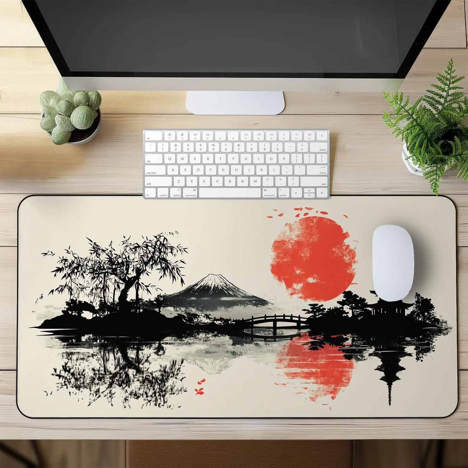 

black mouse pad apanese Cherry Blossom Gaming Mouse Pad XXL Desk Mat with Red Sun Pagoda Mount Fuji Design Large Mousepad Gamers
