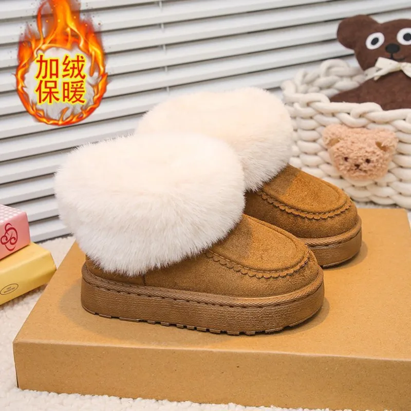 فو الفراء الصلبة بولي Girls الفتيات الثلوج أحذية الشتاء الدافئة أفخم رشاقته الاطفال أحذية الموضة لينة أسفل الانزلاق على حذاء قصير للأطفال #4