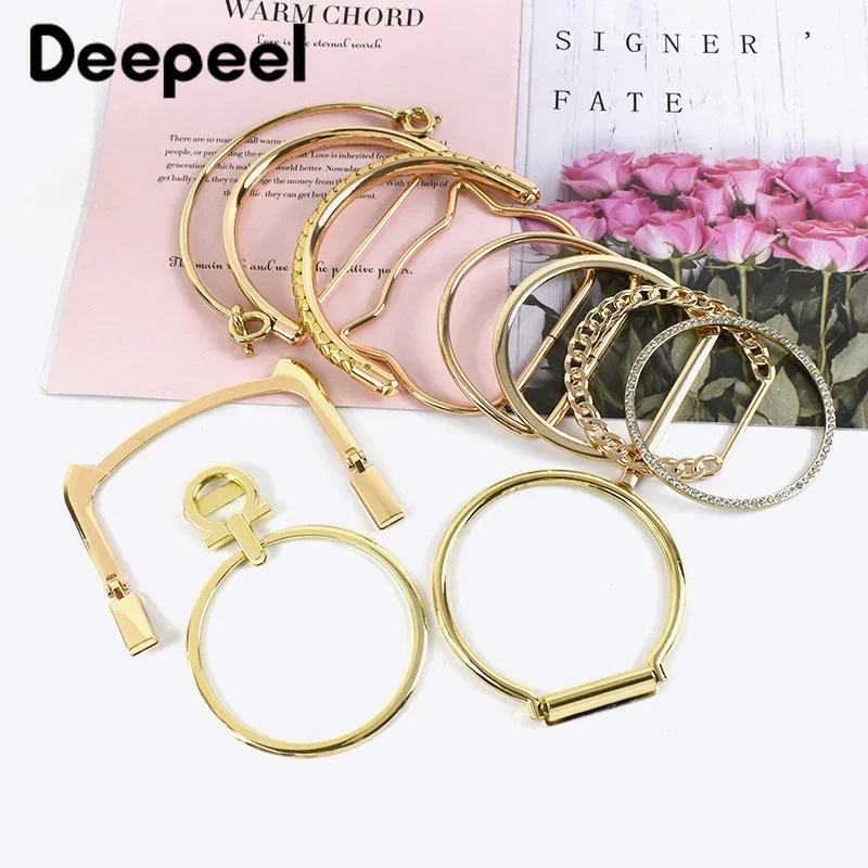 2Pcs Deepeel Metal Bag Handles Purse Sewing Frame Brackets DIY Handcrafted for Women Handbag Replacet Hardware Bags Accessories