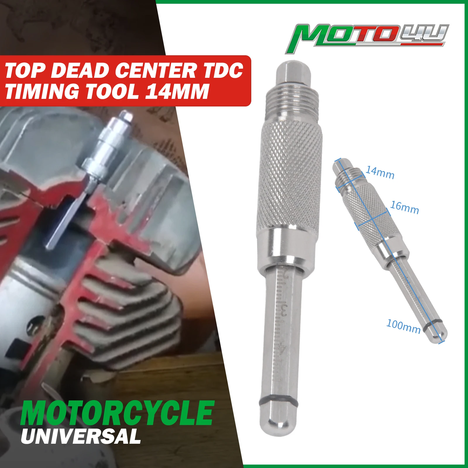 

1 шт., инструмент для синхронизации TDC с верхней частью мертвого центра из нержавеющей стали для 14 мм, резьбовой центр свечи зажигания, аксессуары для мотоциклов