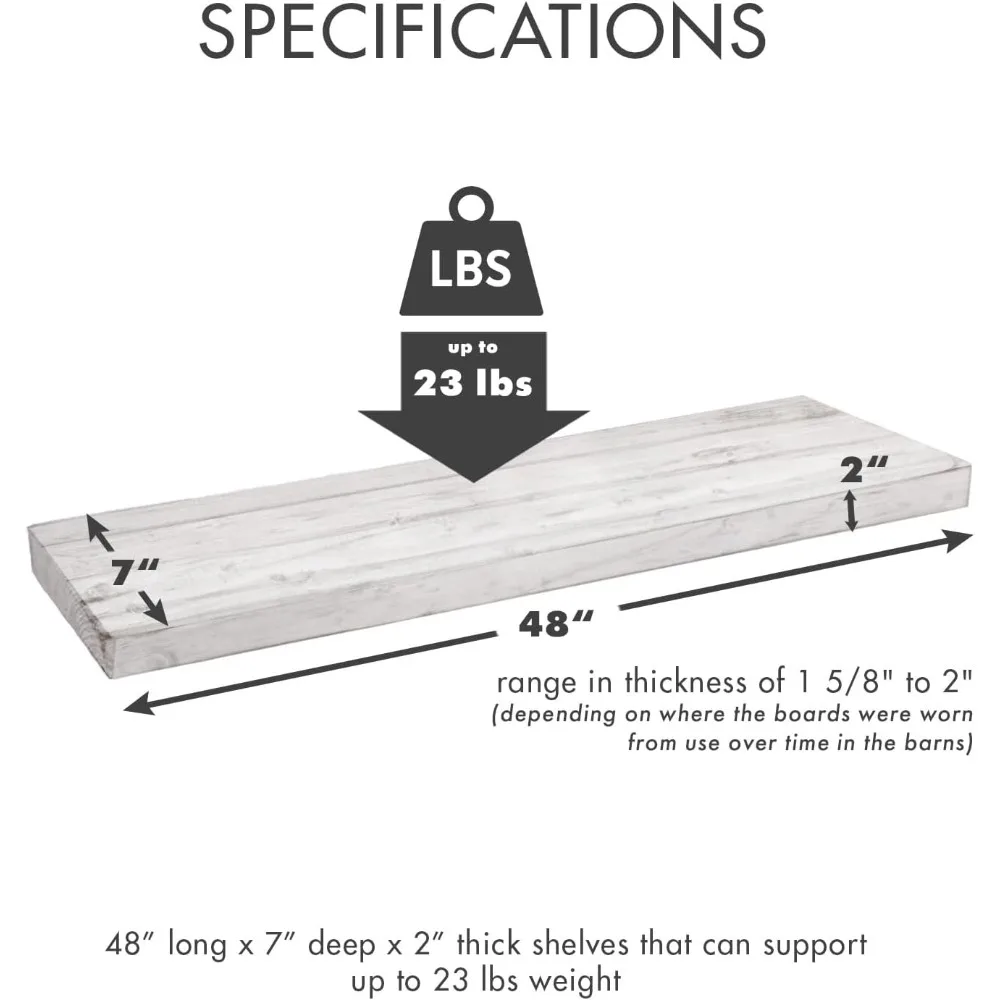 ألواح خشب البارنوود المستصلحة، أرفف حائط عائمة مع مجموعة من أقواس مكونة من طرازين عتيقين مغسولين باللون الأبيض #2