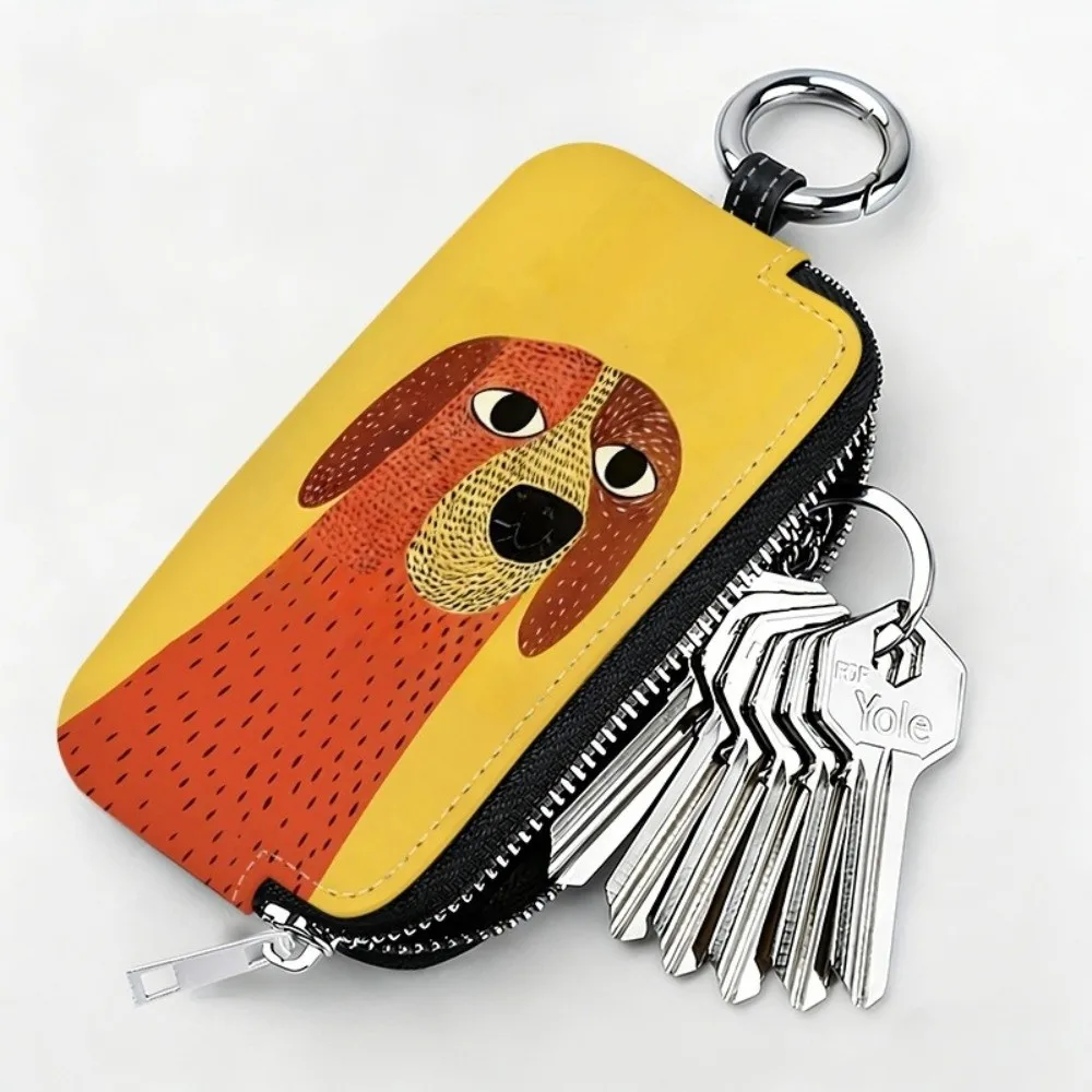 NEW Hanging Car Key Holder PVC Water-resistant Key Pouch Lightweight Dogs Cats Pattern Car Key Case Friends Gift