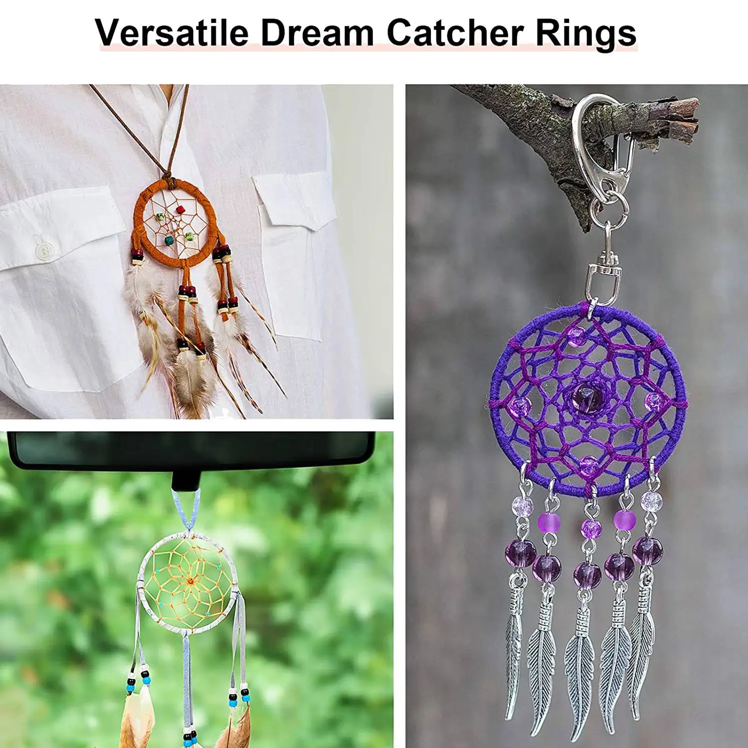 N10R-20 Pieces Metal Dream Catcher Rings Heart Moon Shaped Rings Macrame Hoop Rings For DIY Crafts Wreath Wall Hanging Decor