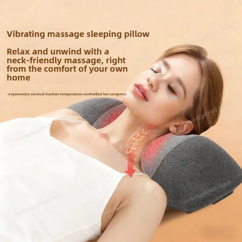 

Heated Neck Massager Cervical Pillow Hot Compress Vibration Cervical Traction Device Relax Orthopedic Traction of Cervical Spine