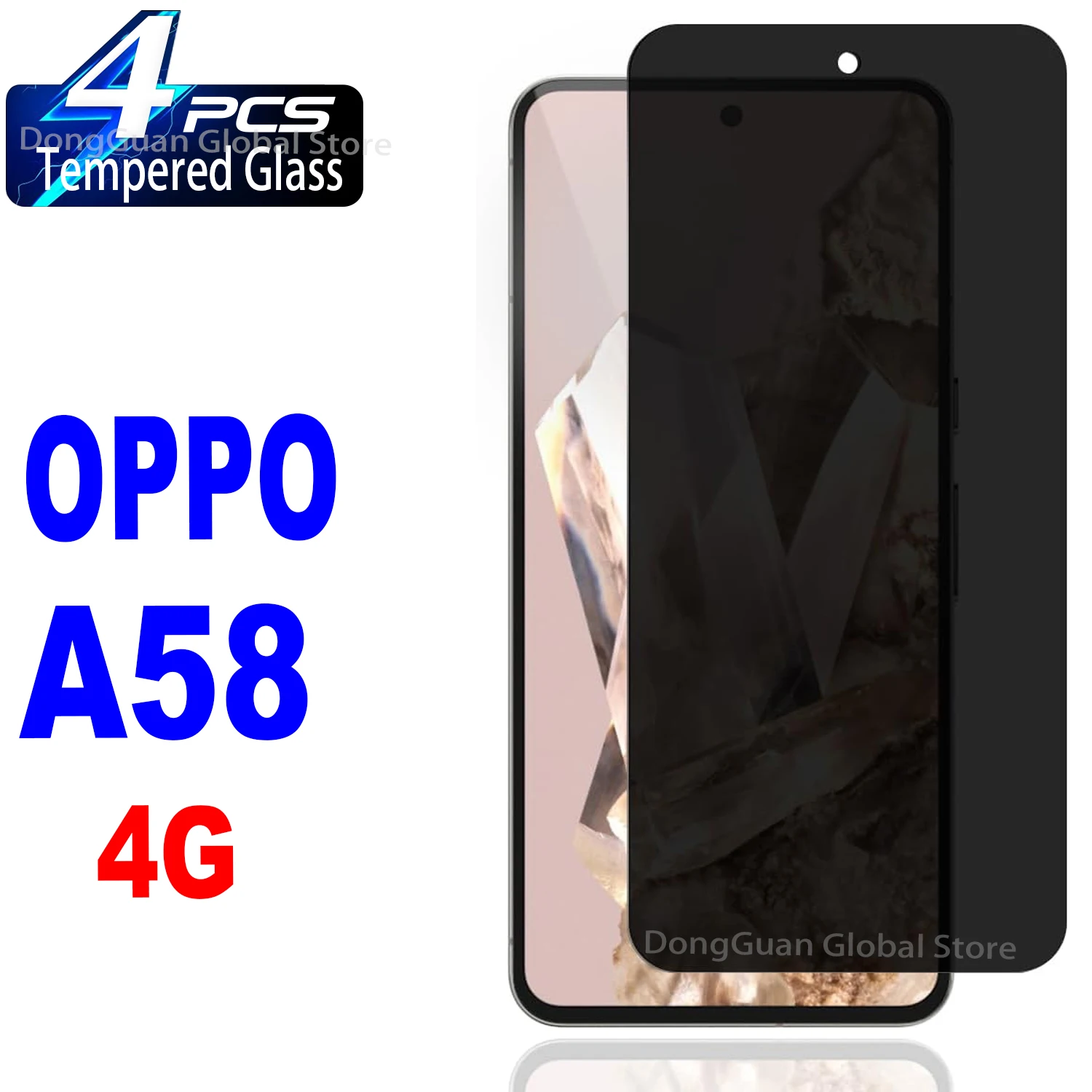 2/4Pcs Anti Spy Tempered Glass For Oppo A58 4G Screen Protector Privacy Glass Film