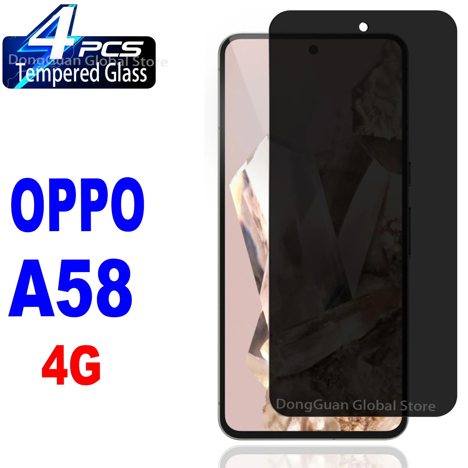 

2/4 шт. антишпионское закаленное стекло для Oppo A58 4G защита для экрана Защитная пленка для конфиденциальности
