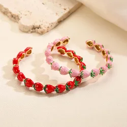 Hecheng, 67MM Charm Fruit Strawberry Copper Bracelet Women's Retro Bohemian Copper Girls Party Festival Fashion Jewelry Gifts