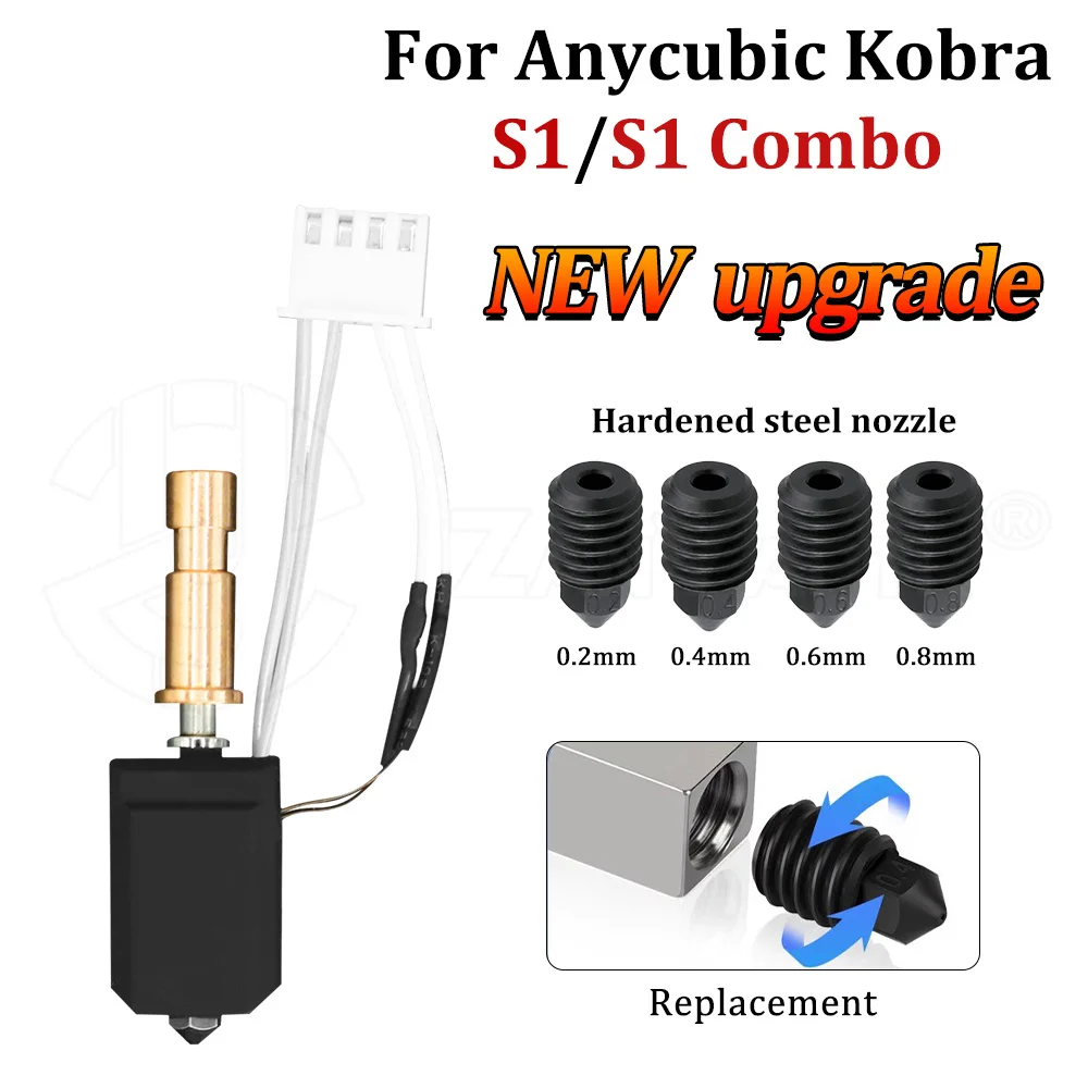 

Для Anycubic Kobra S1/S1 Combo, новое обновление Hotend, 24 В, 48 Вт, 200 К, быстрый нагрев 300 ℃ Новинка для 3D-принтера