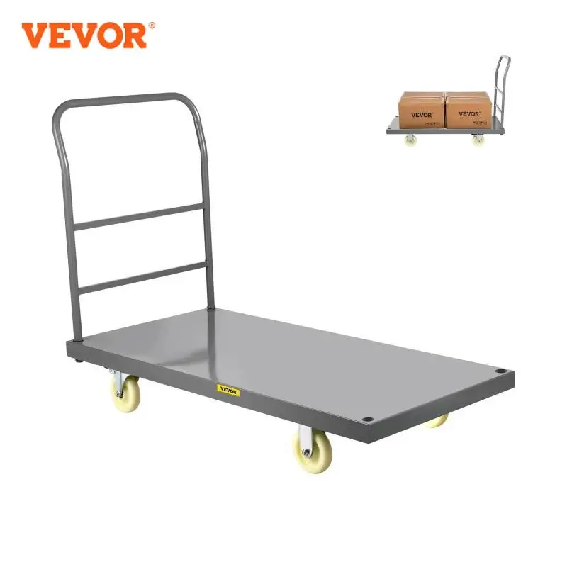 VEVOR Platform Truck 2000lbs Capacity Steel flatbed Tool Cart 47\