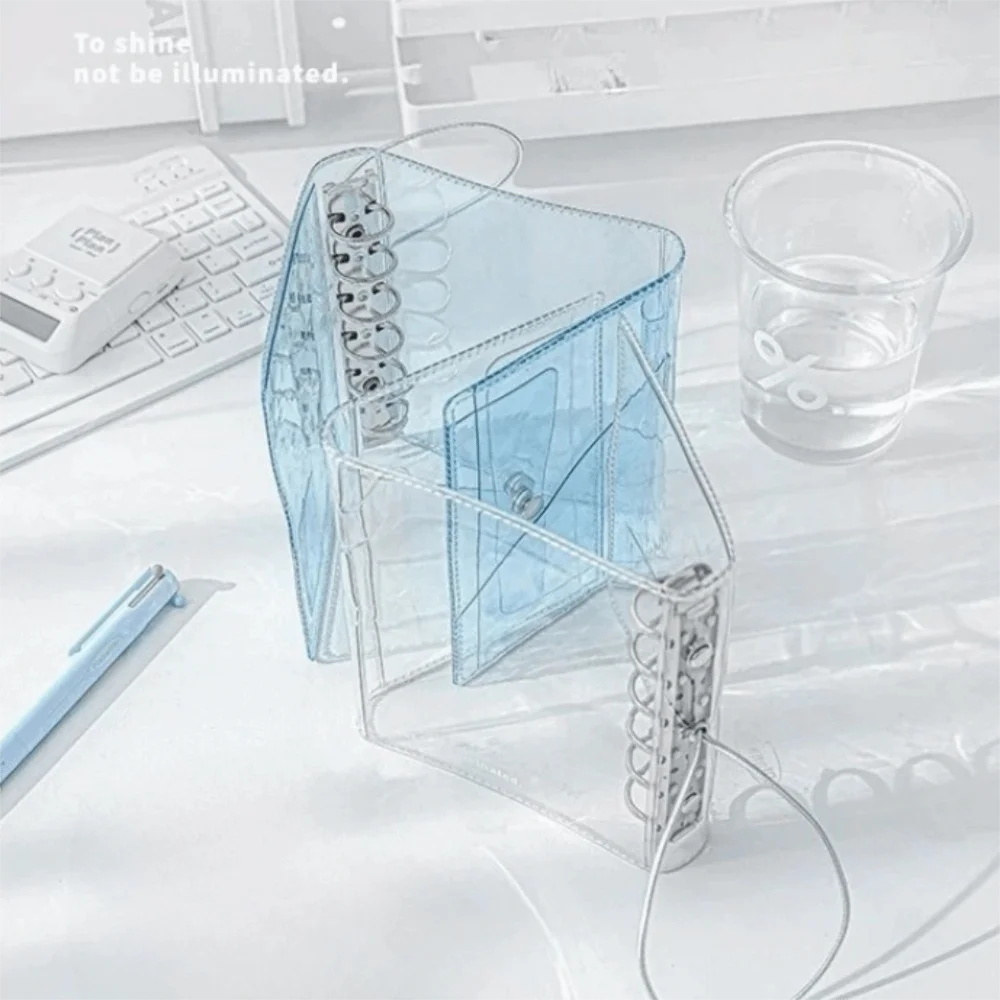 

Portable A7 Refillable Notebook Clear PVC Loose Leaf Notebook Tri-Fold Thin Accordion Journal for Students