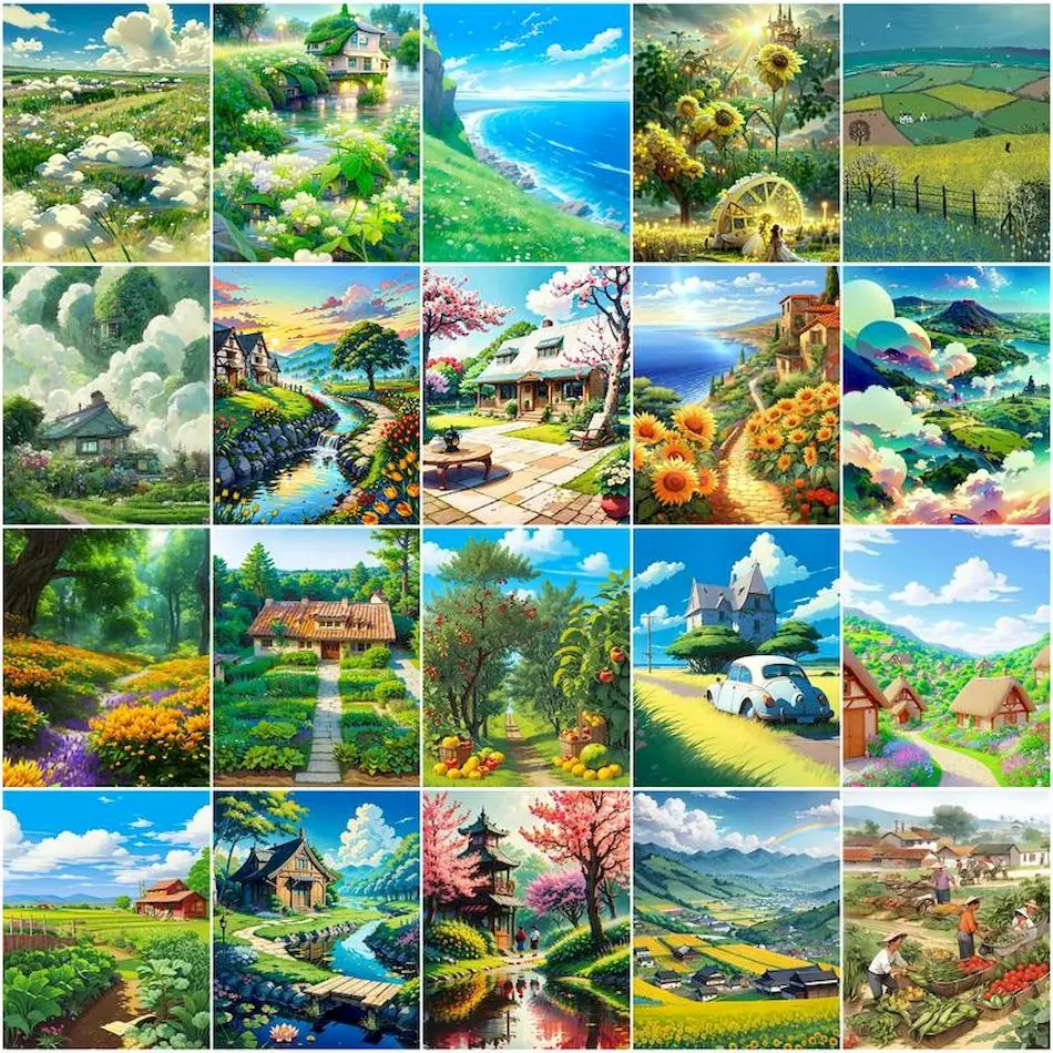 

GATYZTORY Painting By Numbers Adults New Green scenery Picture Paint For Handiwork Handmade Picture Drawing Diy Set Room Decor