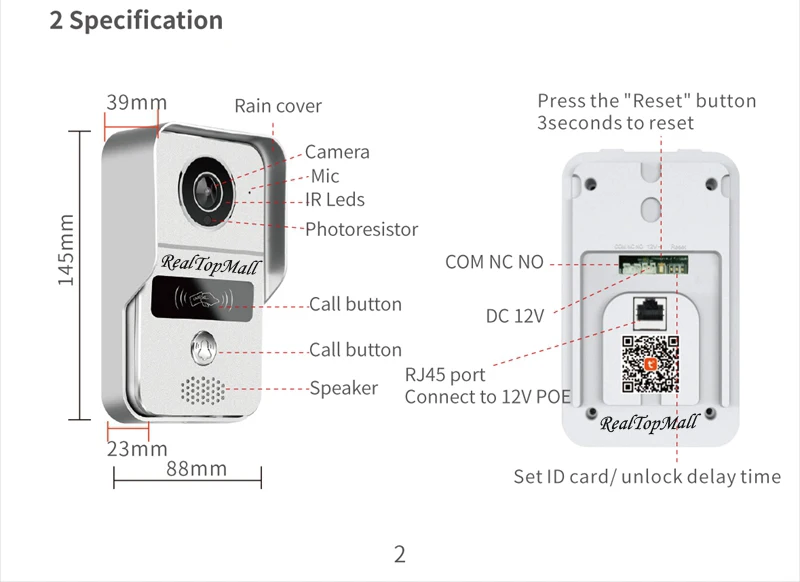 Imagem -02 - Nova Campainha Inteligente wi fi Vídeo Porteiro Câmera hd Android Ios Telefone Sensor de Movimento Alarme Visão Noturna Escritório em Casa Portão sem Fio