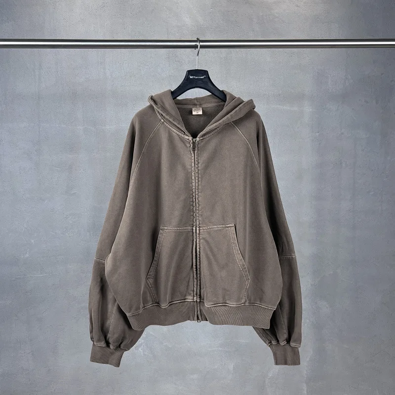 

Укороченные широкие толстовки High-Street Boxy для ЕС/США, 480GSM, тяжелая толстовка большого размера на молнии в стиле пэчворк для мужчин, уличная одежда