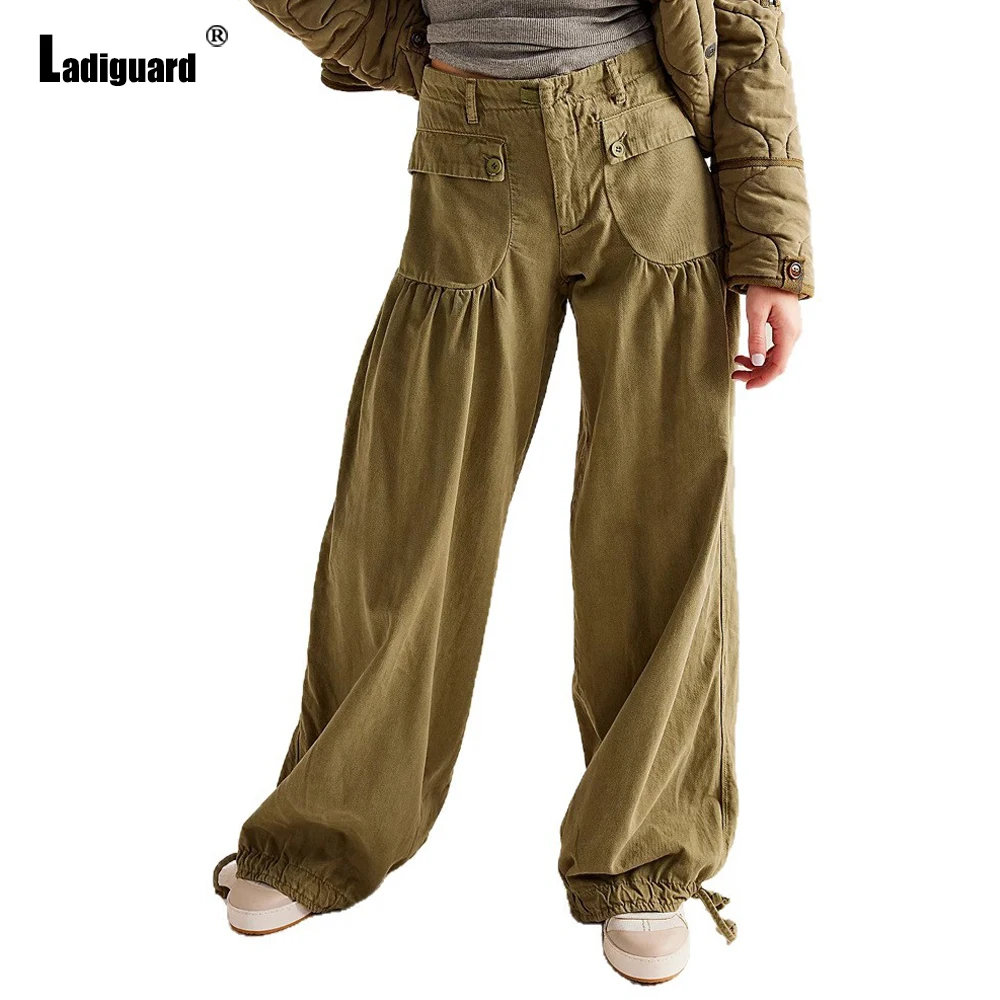 Dames Stand Pocket Casual Bloeiers Denim Broek Sexy Patchwork Jeans Broek 2025, Europese Mode Losse Harem Denim Broek Nieuw