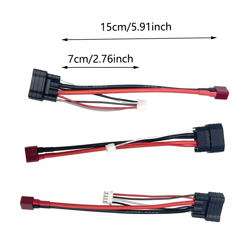 2S/3S/4S Lipo Battery Charge Adapter Deans T Plug Female to TRX Traxxas ID Male Charging Balance Lead Cable Wire 14awg 150mm