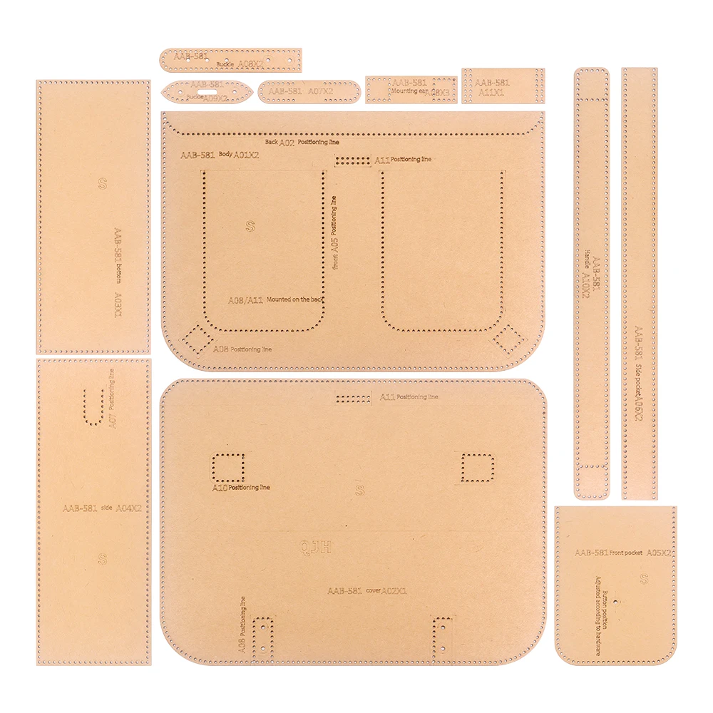 DIY Hand Making Leather Shoulder Bag Paper Stencil Template, Brown Kraft Paper Design Sewing Patters