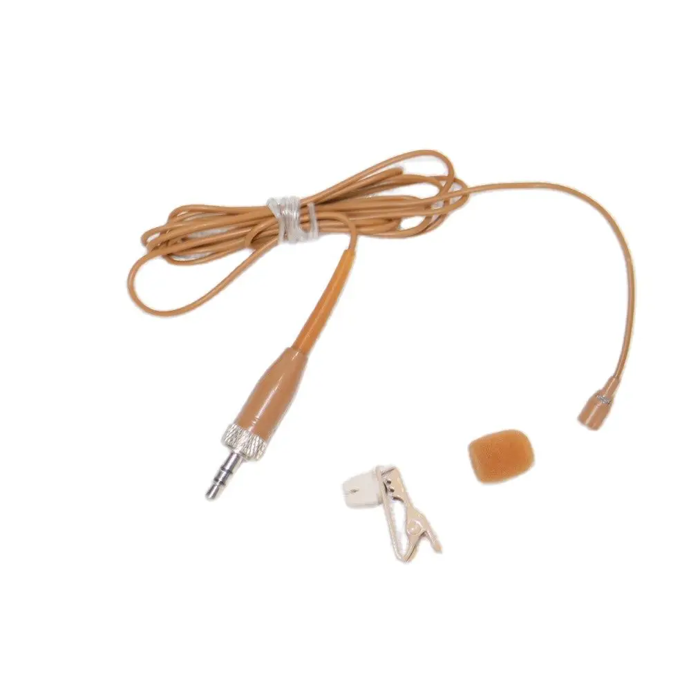 Brown Tie Clip All Direction Noise Canceling Lavalier Microphone For Sennheiser G2 G3 G4 G5 Wireless BeltPack